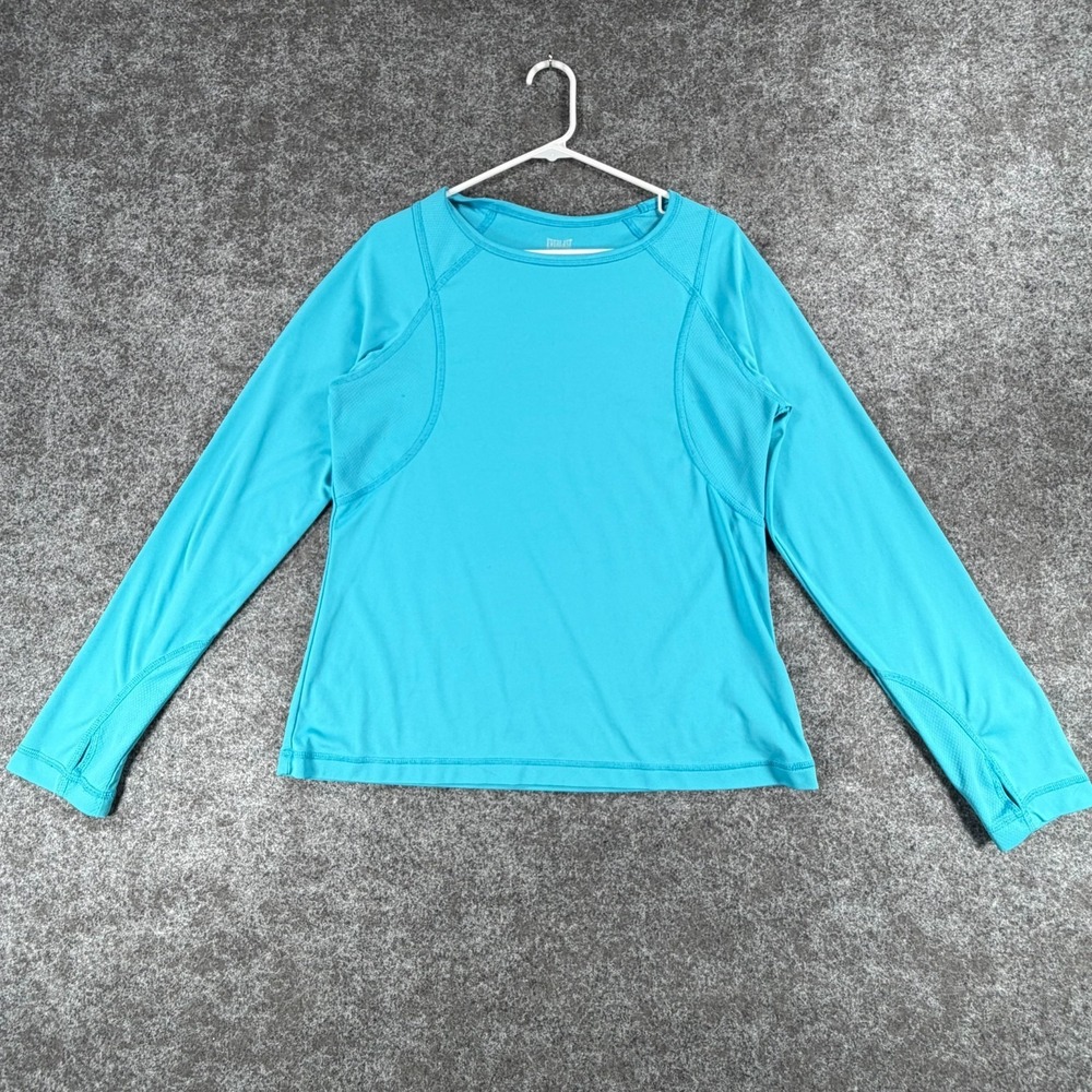 Everlast Top Women L Aqua Greatness is Within Thumb Holes Raglan Sleeve Athletic